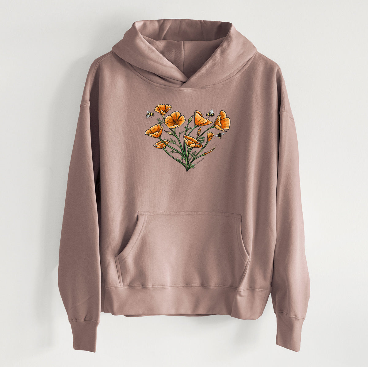 Color California Poppy Heart - Women&#39;s Heavyweight Relaxed Hoodie