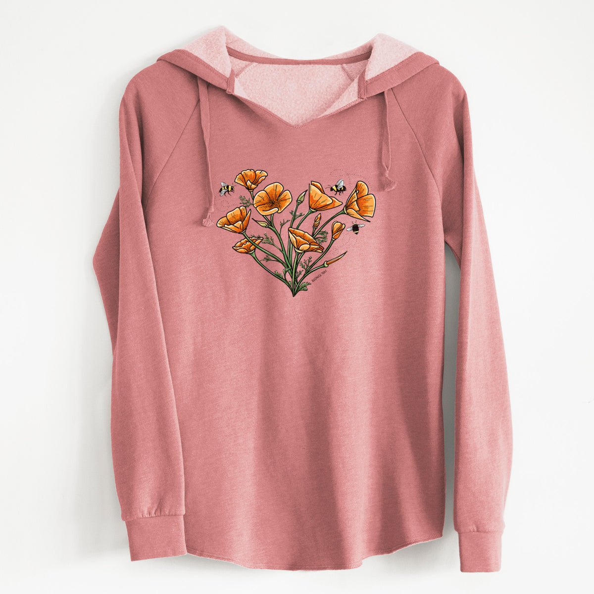 Color California Poppy Heart - Cali Wave Hooded Sweatshirt