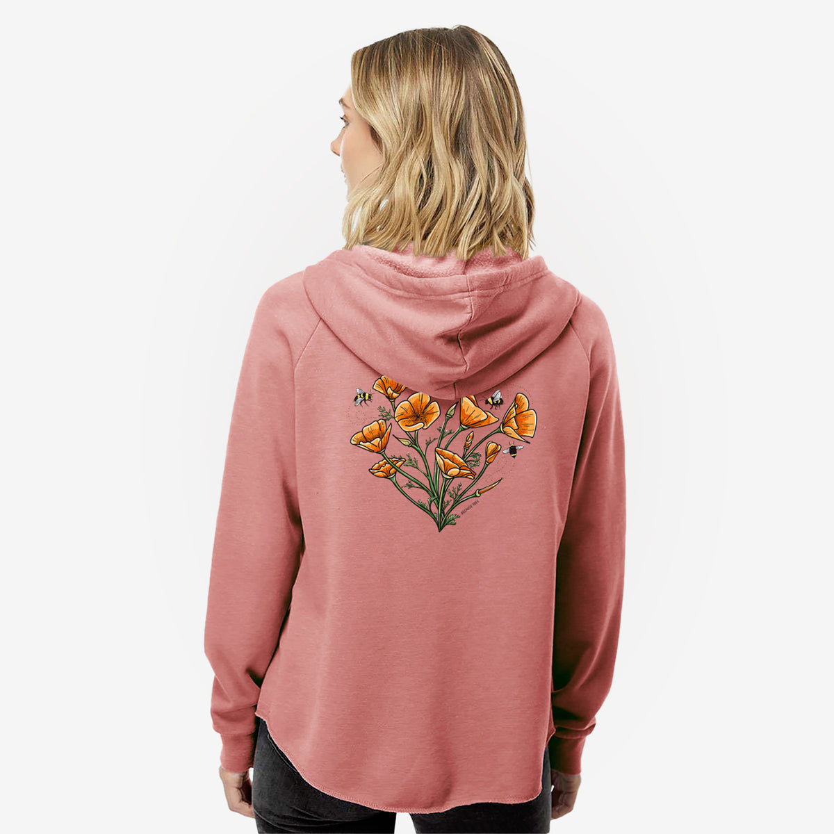 Color California Poppy Heart - Women&#39;s Cali Wave Zip-Up Sweatshirt