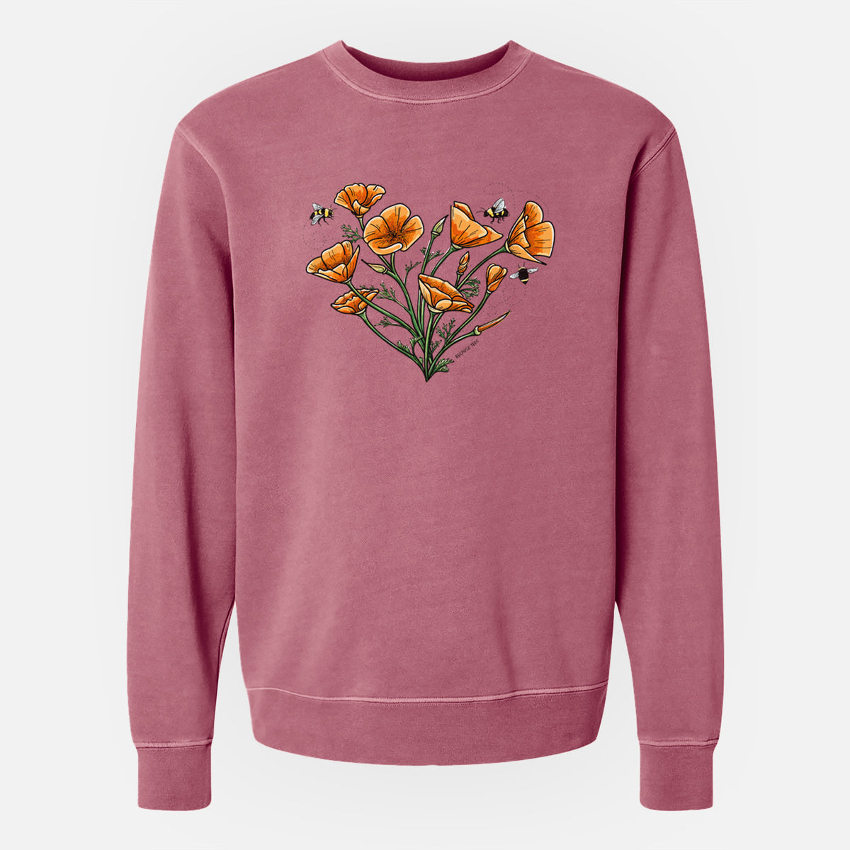 Color California Poppy Heart - Unisex Pigment Dyed Crew Sweatshirt