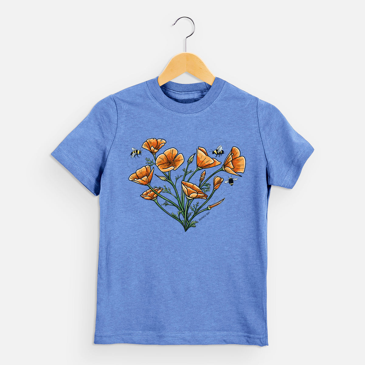 Color California Poppy Heart - Kids Shirt