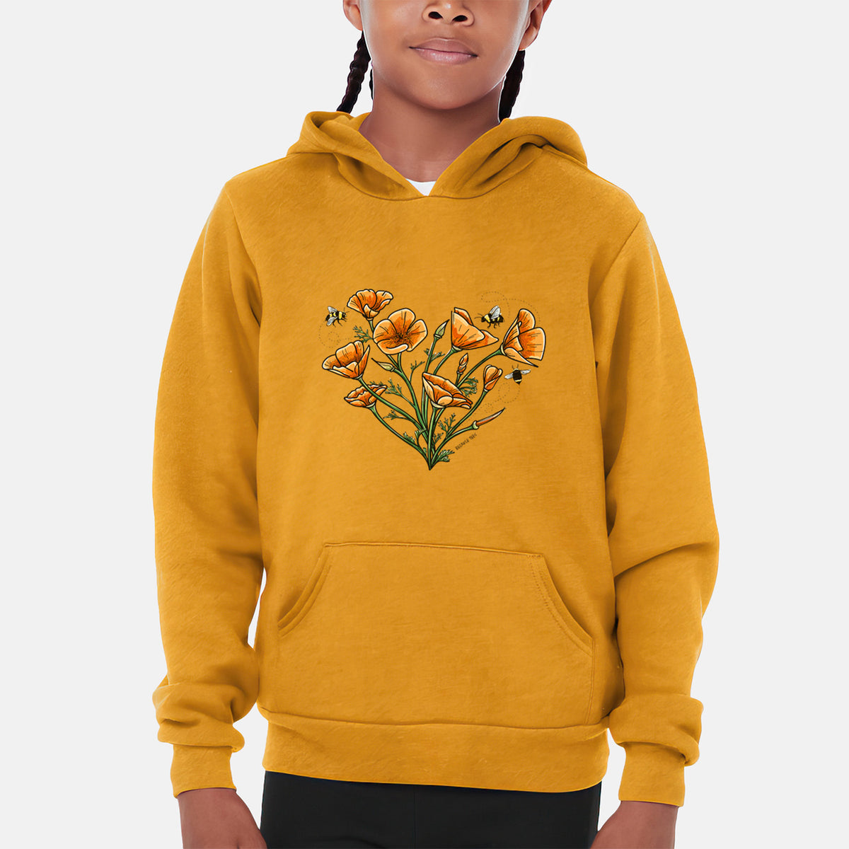 Color California Poppy Heart - Youth Hoodie Sweatshirt