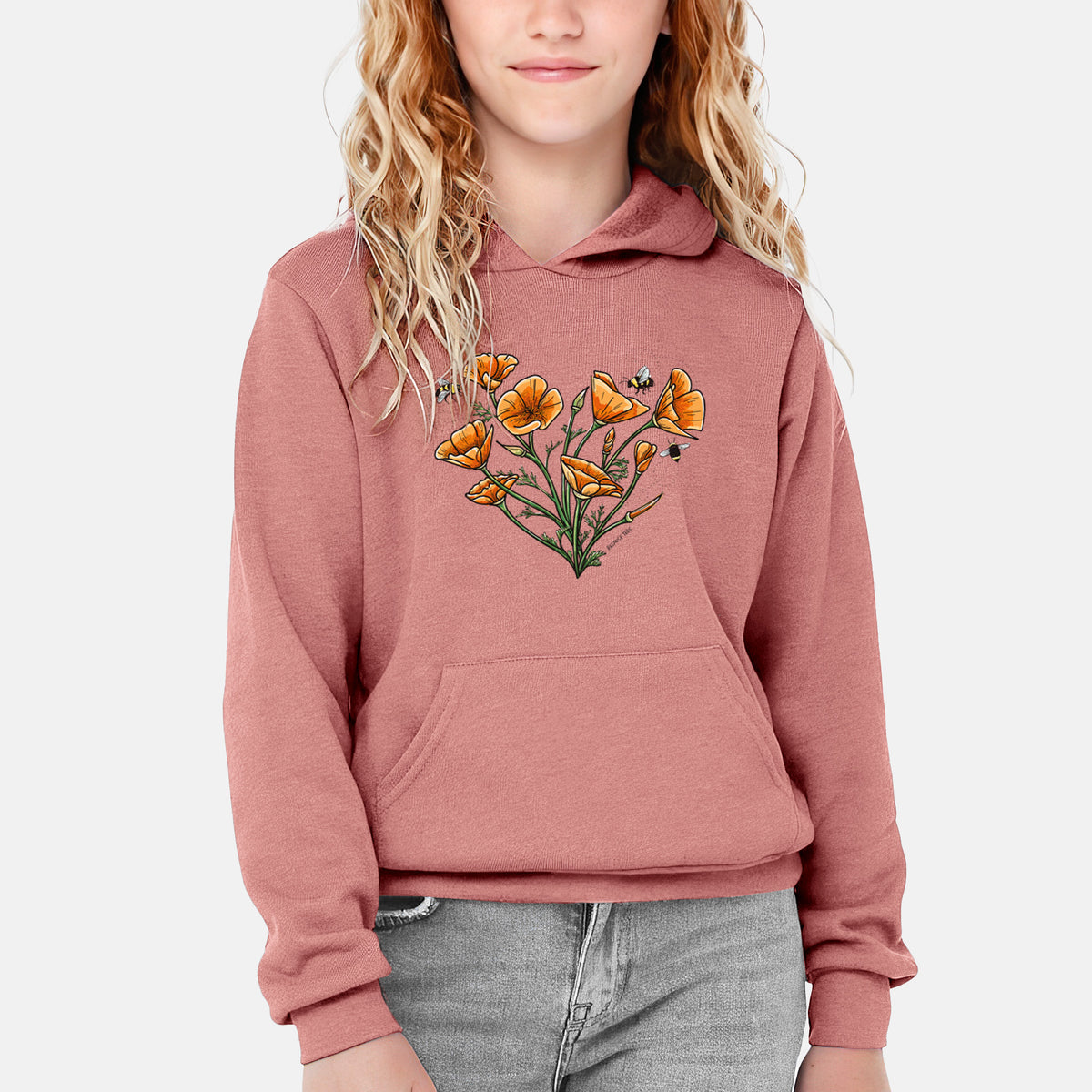 Color California Poppy Heart - Youth Hoodie Sweatshirt
