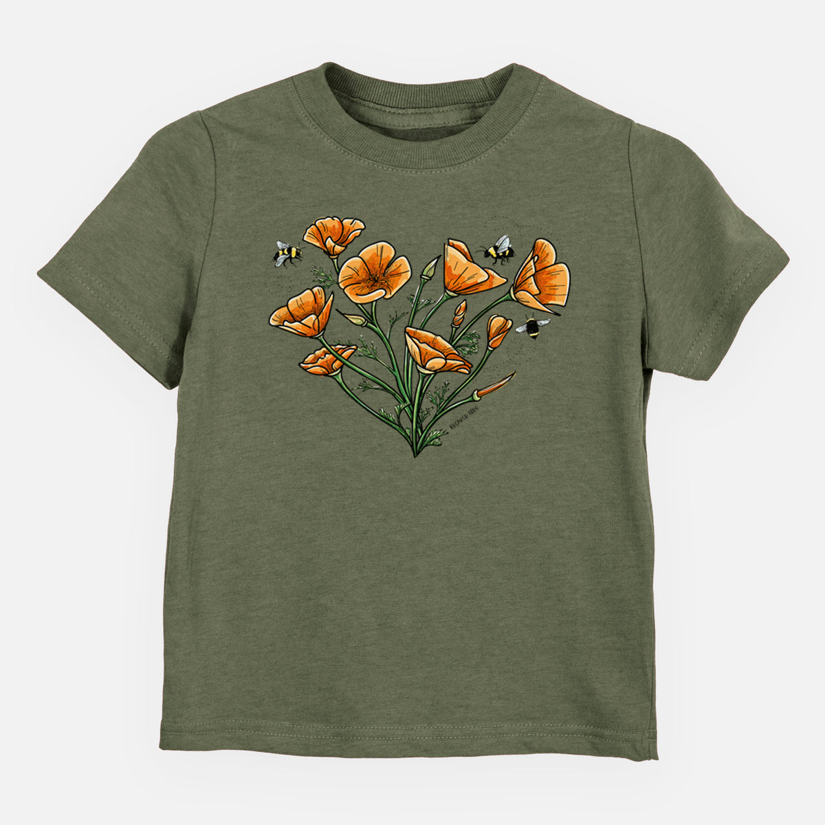 Color California Poppy Heart - Kids Shirt