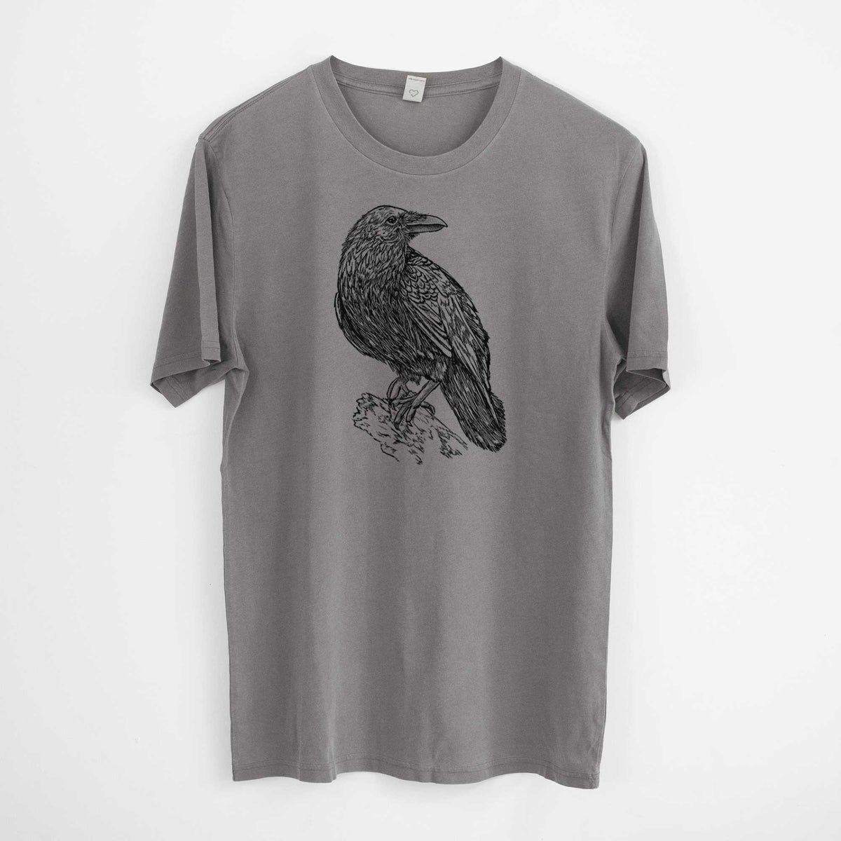 Corvus corax - Common Raven -  Mineral Wash 100% Organic Cotton Short Sleeve