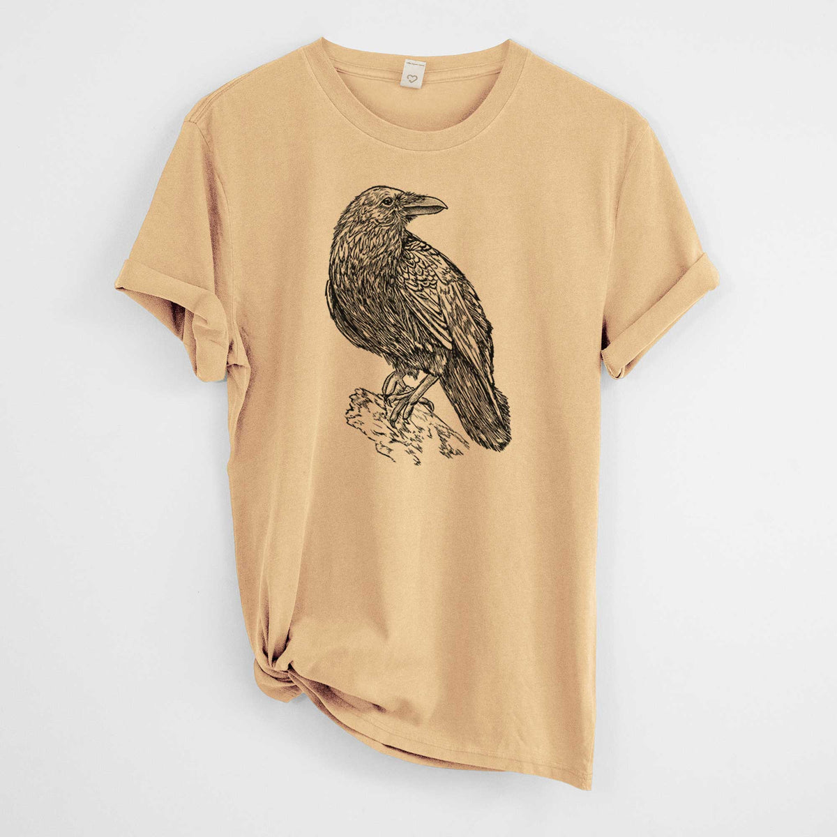 Corvus corax - Common Raven -  Mineral Wash 100% Organic Cotton Short Sleeve