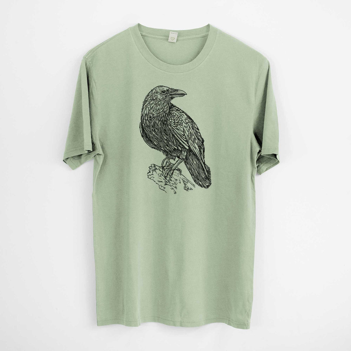 Corvus corax - Common Raven -  Mineral Wash 100% Organic Cotton Short Sleeve