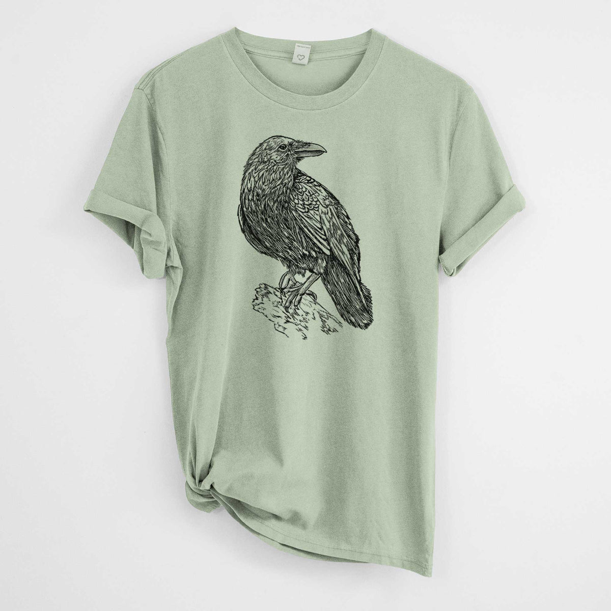 Corvus corax - Common Raven -  Mineral Wash 100% Organic Cotton Short Sleeve