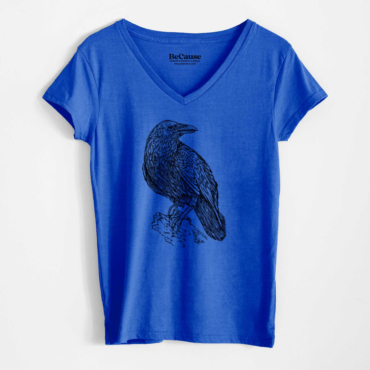 Corvus corax - Common Raven - Women&#39;s 100% Recycled V-neck