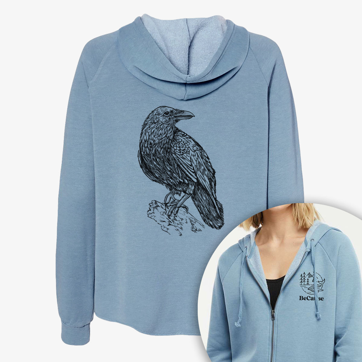 Corvus corax - Common Raven - Women&#39;s Cali Wave Zip-Up Sweatshirt