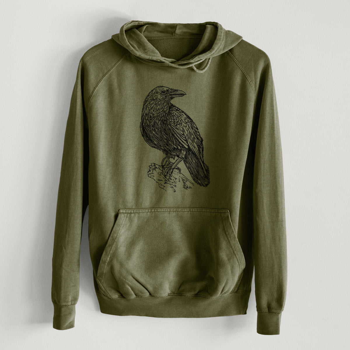 Corvus corax - Common Raven  - Mid-Weight Unisex Vintage 100% Cotton Hoodie