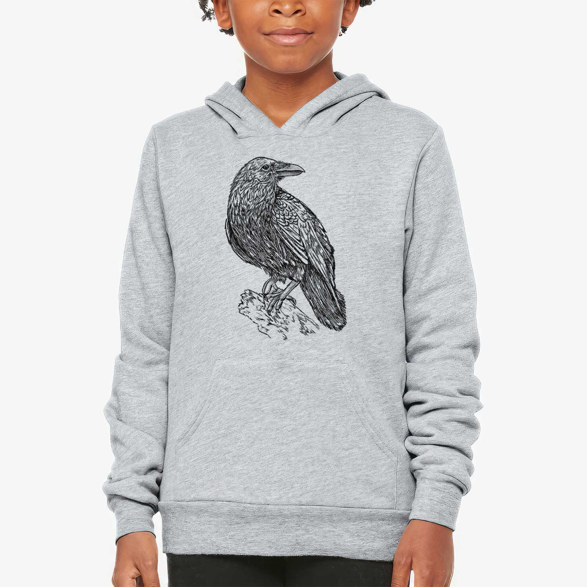 Corvus corax - Common Raven - Youth Hoodie Sweatshirt