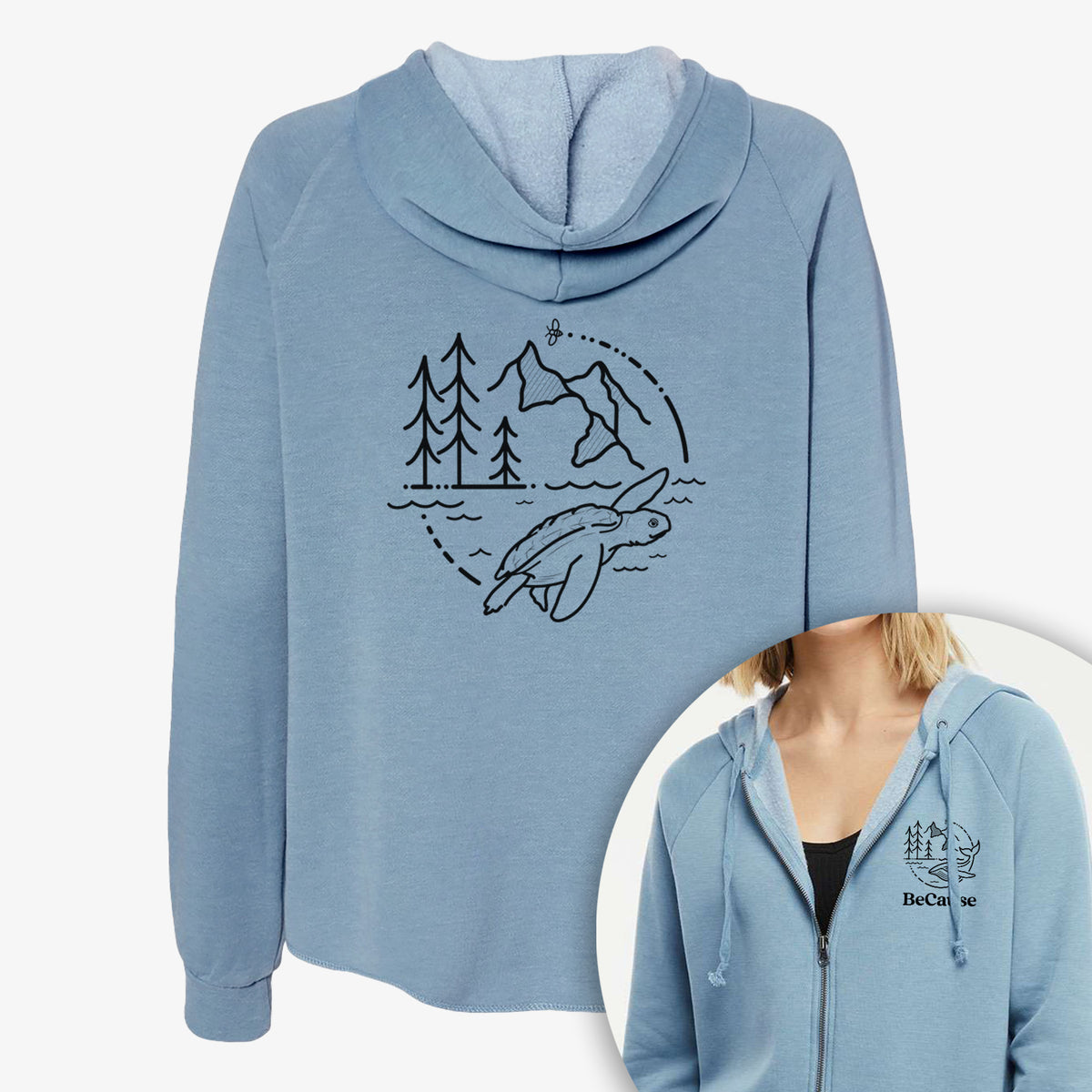 It&#39;s All Connected - Kemps Ridley Turtle - Women&#39;s Cali Wave Zip-Up Sweatshirt