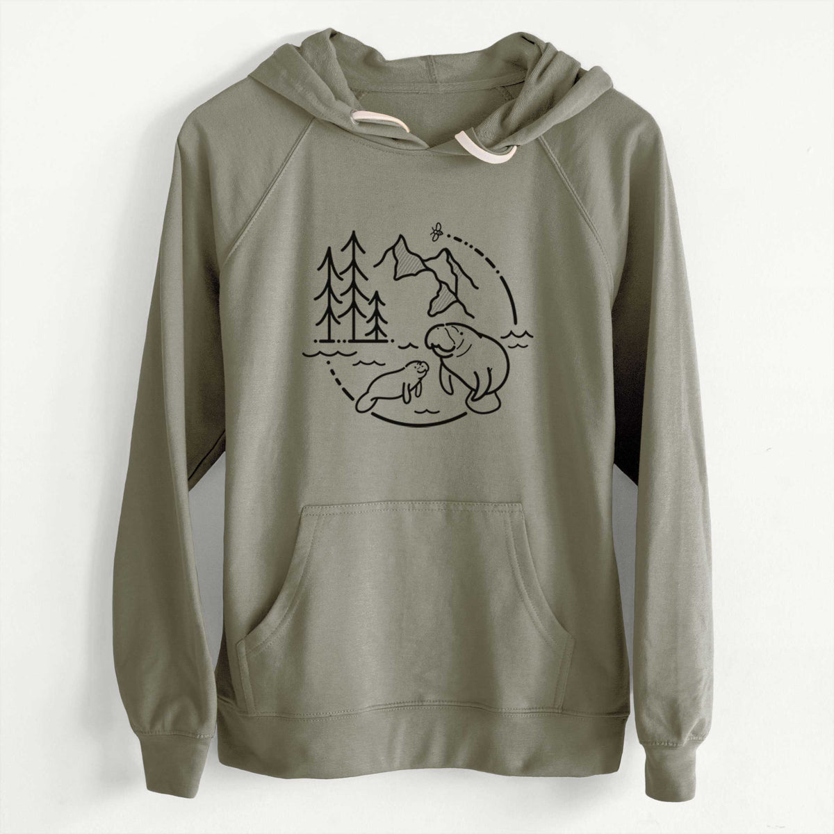 It&#39;s All Connected - Manatee  - Slim Fit Loopback Terry Hoodie