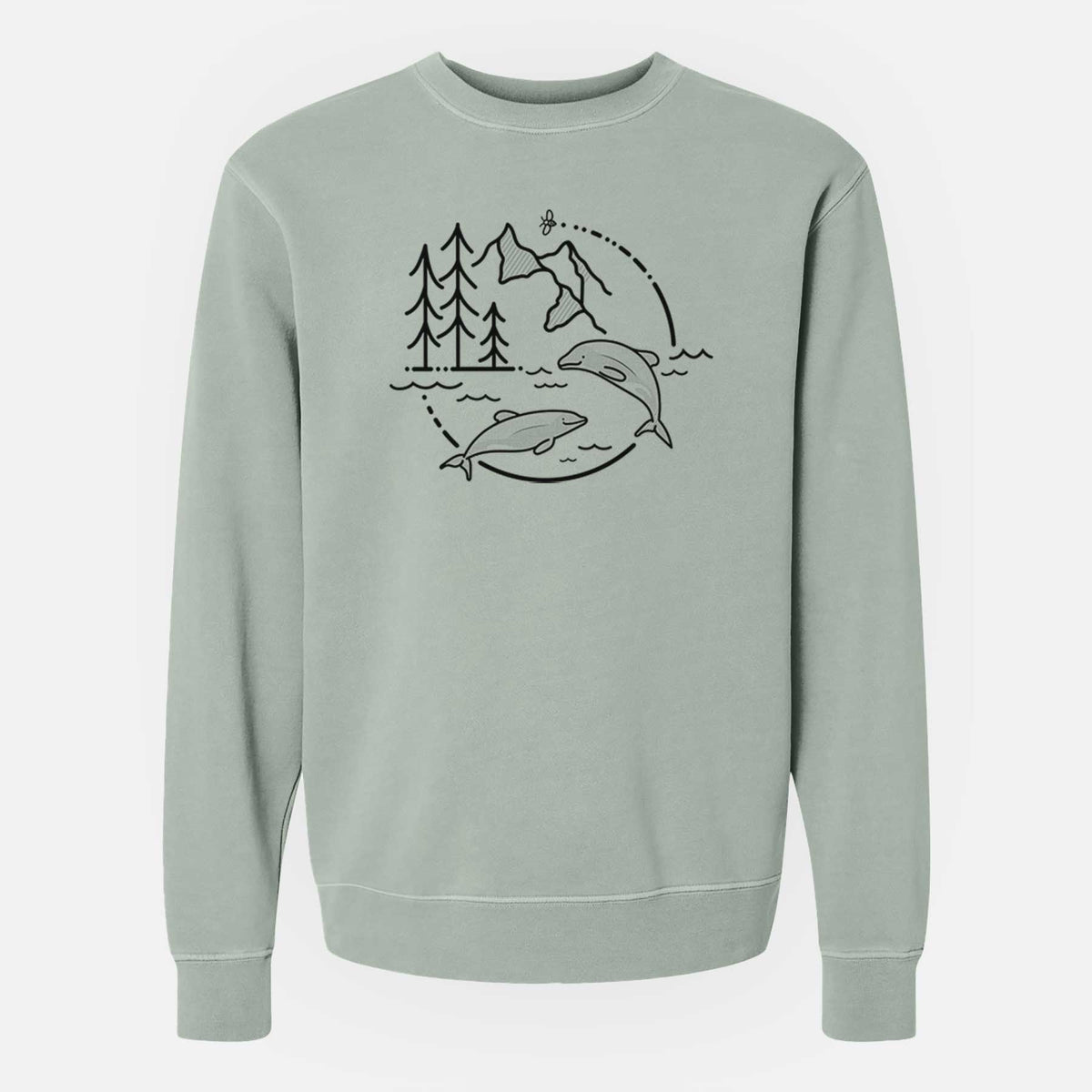 It&#39;s All Connected - Maui Dolphins - Unisex Pigment Dyed Crew Sweatshirt