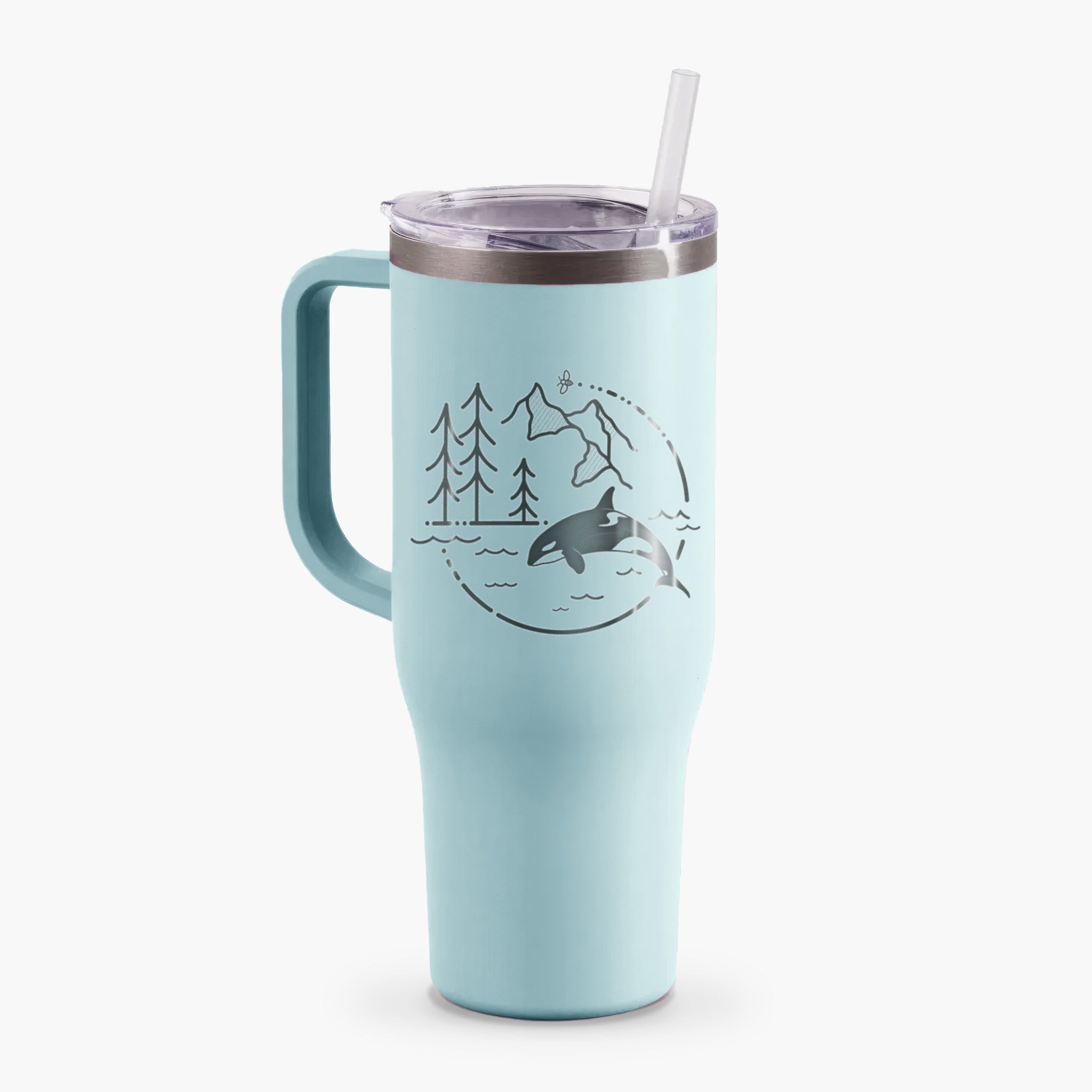 It's All Connected - Orca - 40oz Tumbler with Handle - Because Tees
