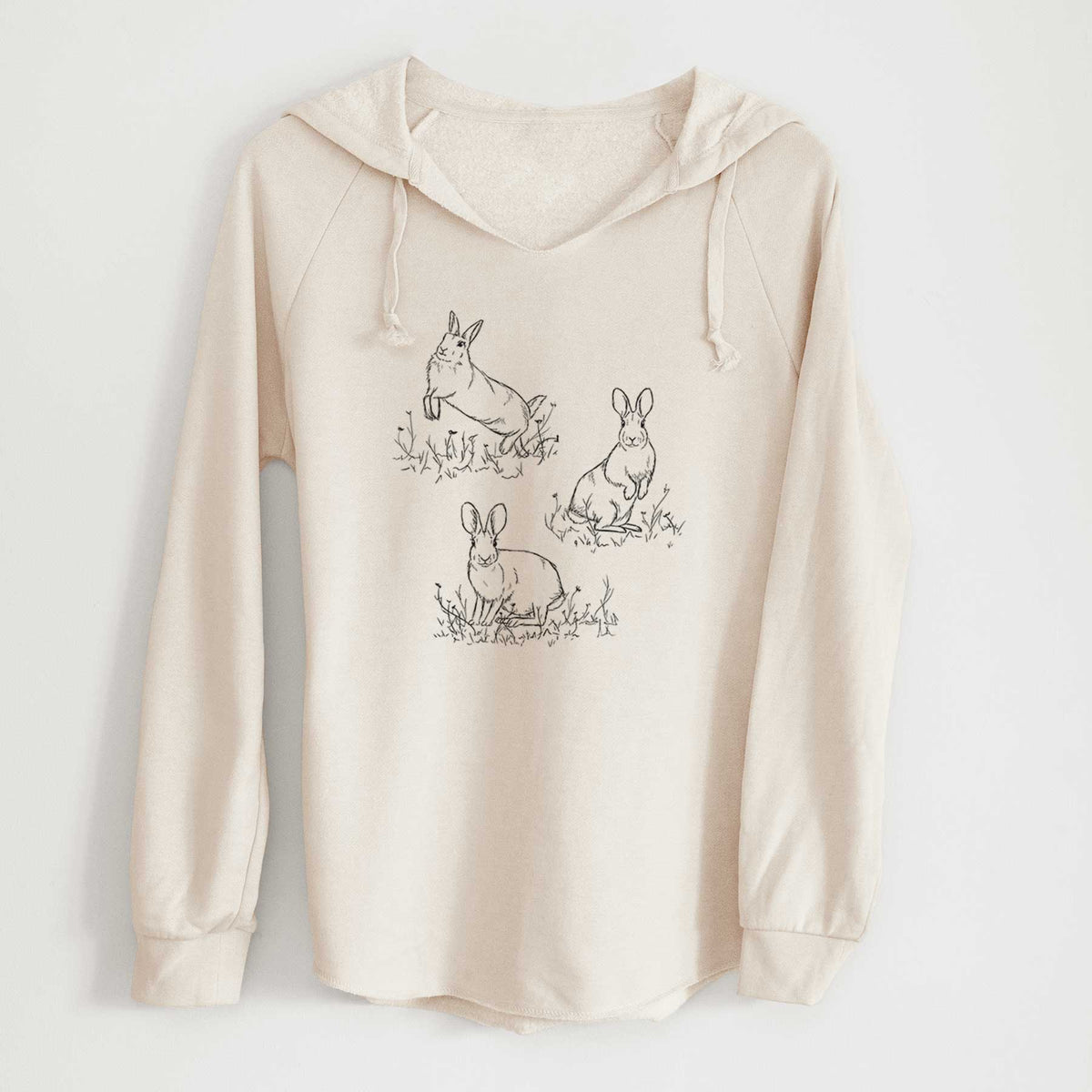 Eastern Cottontail Rabbit Trio - Sylvilagus floridanus - Cali Wave Hooded Sweatshirt