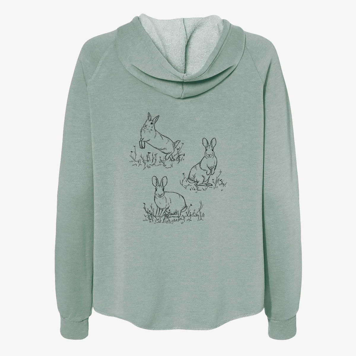 Eastern Cottontail Rabbit Trio - Sylvilagus floridanus - Women&#39;s Cali Wave Zip-Up Sweatshirt