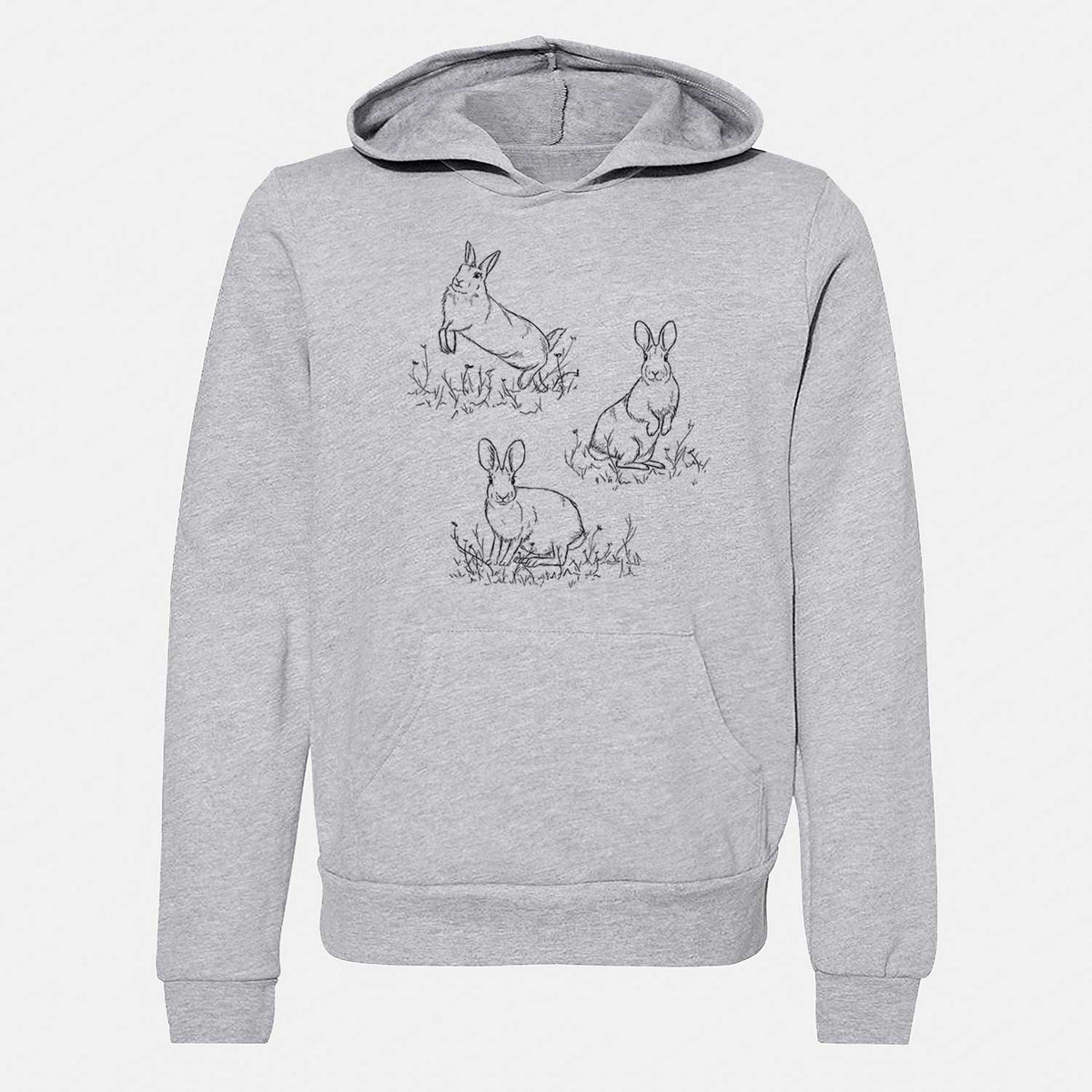 Eastern Cottontail Rabbit Trio - Sylvilagus floridanus - Youth Hoodie Sweatshirt