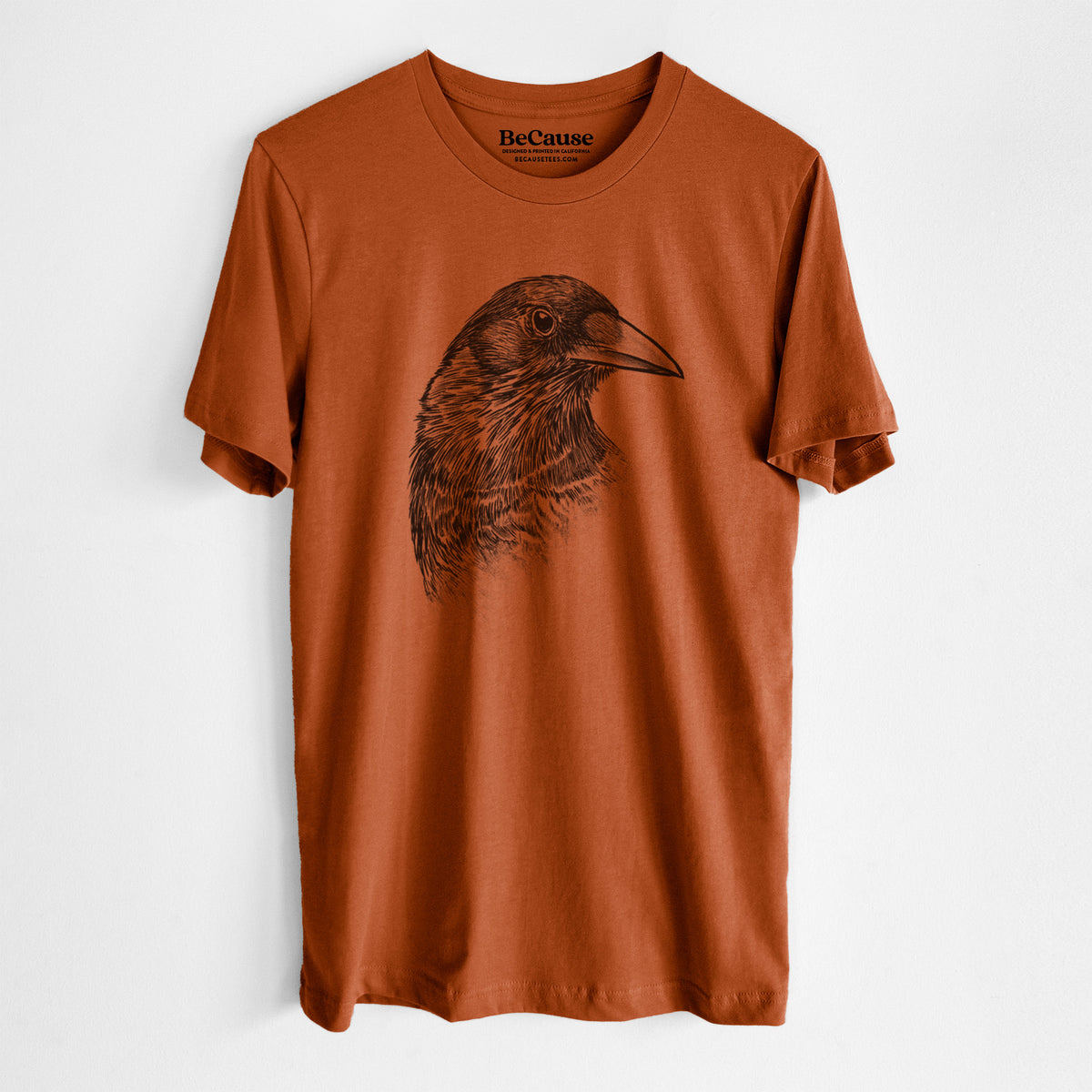 American Crow Bust - Corvus brachyrhynchos - Lightweight 100% Cotton Unisex Crewneck