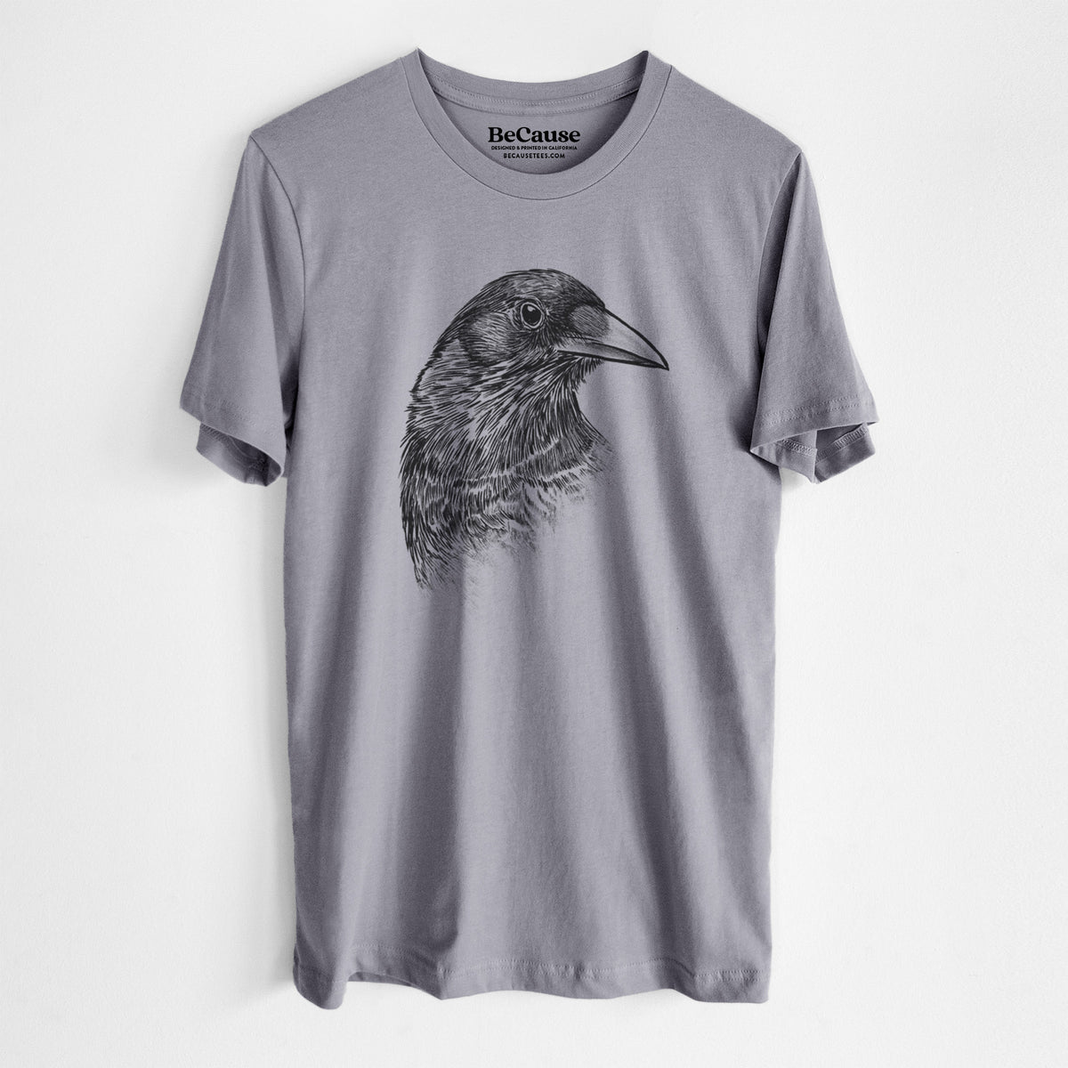 American Crow Bust - Corvus brachyrhynchos - Lightweight 100% Cotton Unisex Crewneck