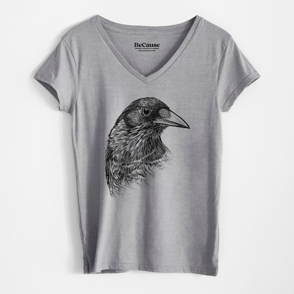 American Crow Bust - Corvus brachyrhynchos - Women&#39;s 100% Recycled V-neck