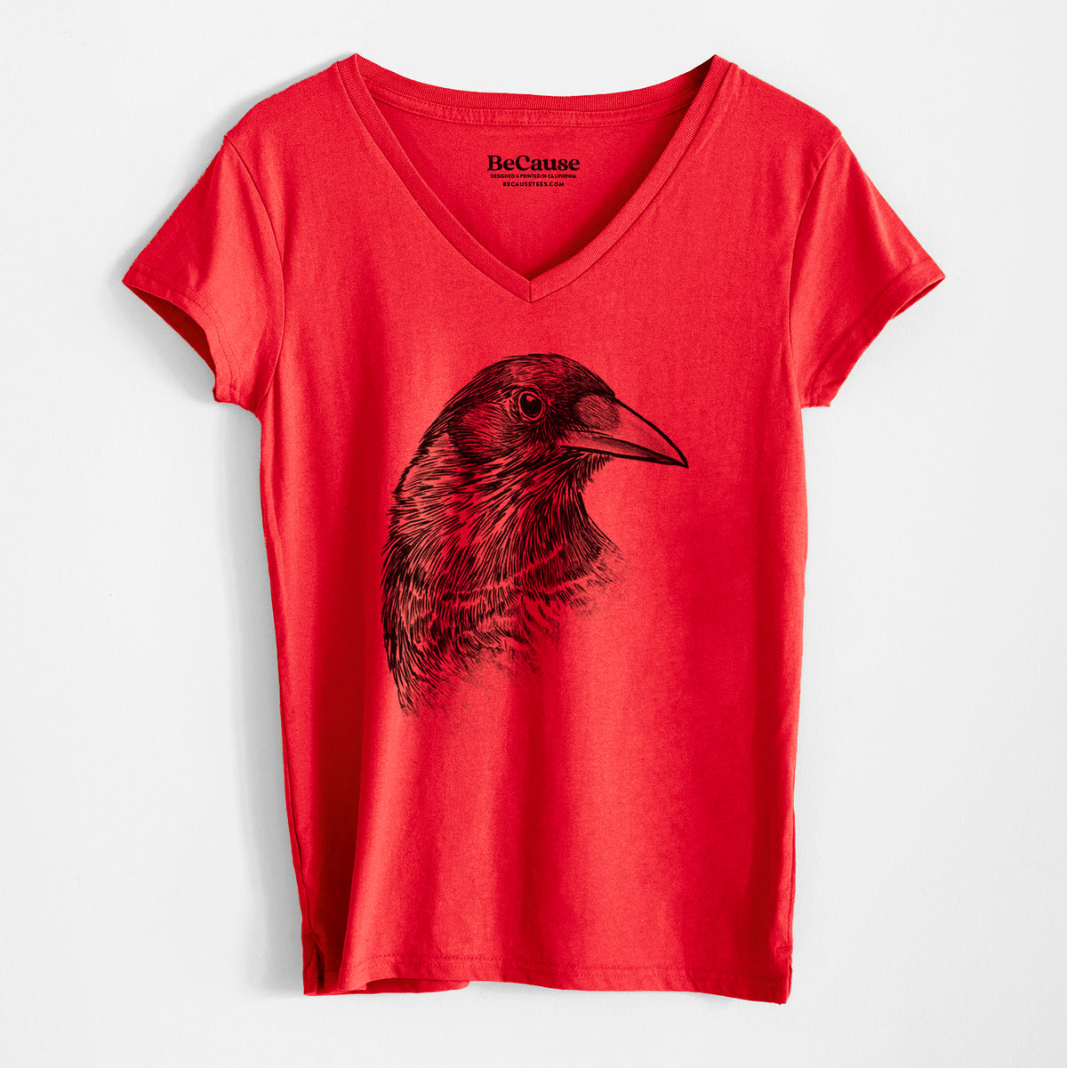 American Crow Bust - Corvus brachyrhynchos - Women&#39;s 100% Recycled V-neck
