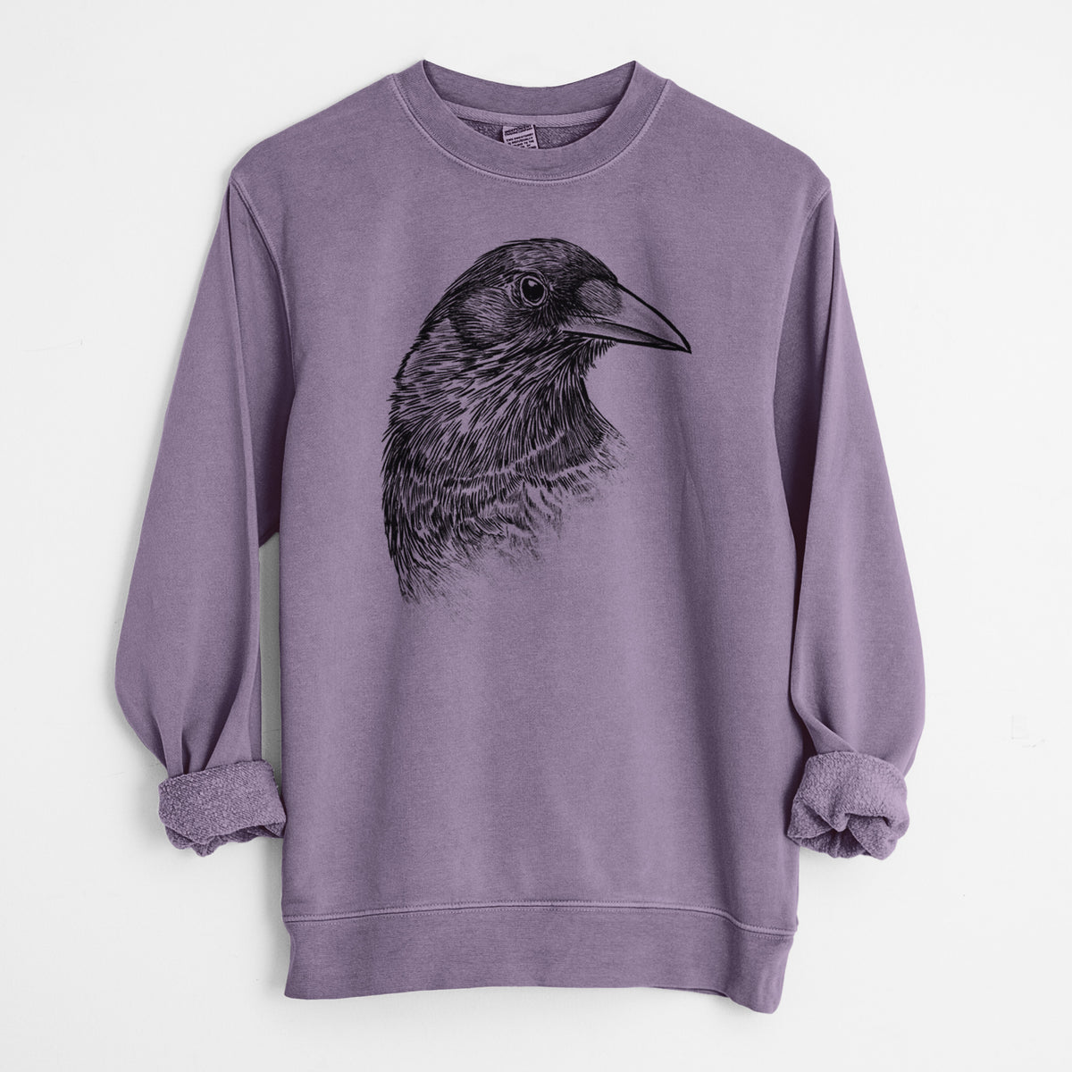 American Crow Bust - Corvus brachyrhynchos - Unisex Pigment Dyed Crew Sweatshirt