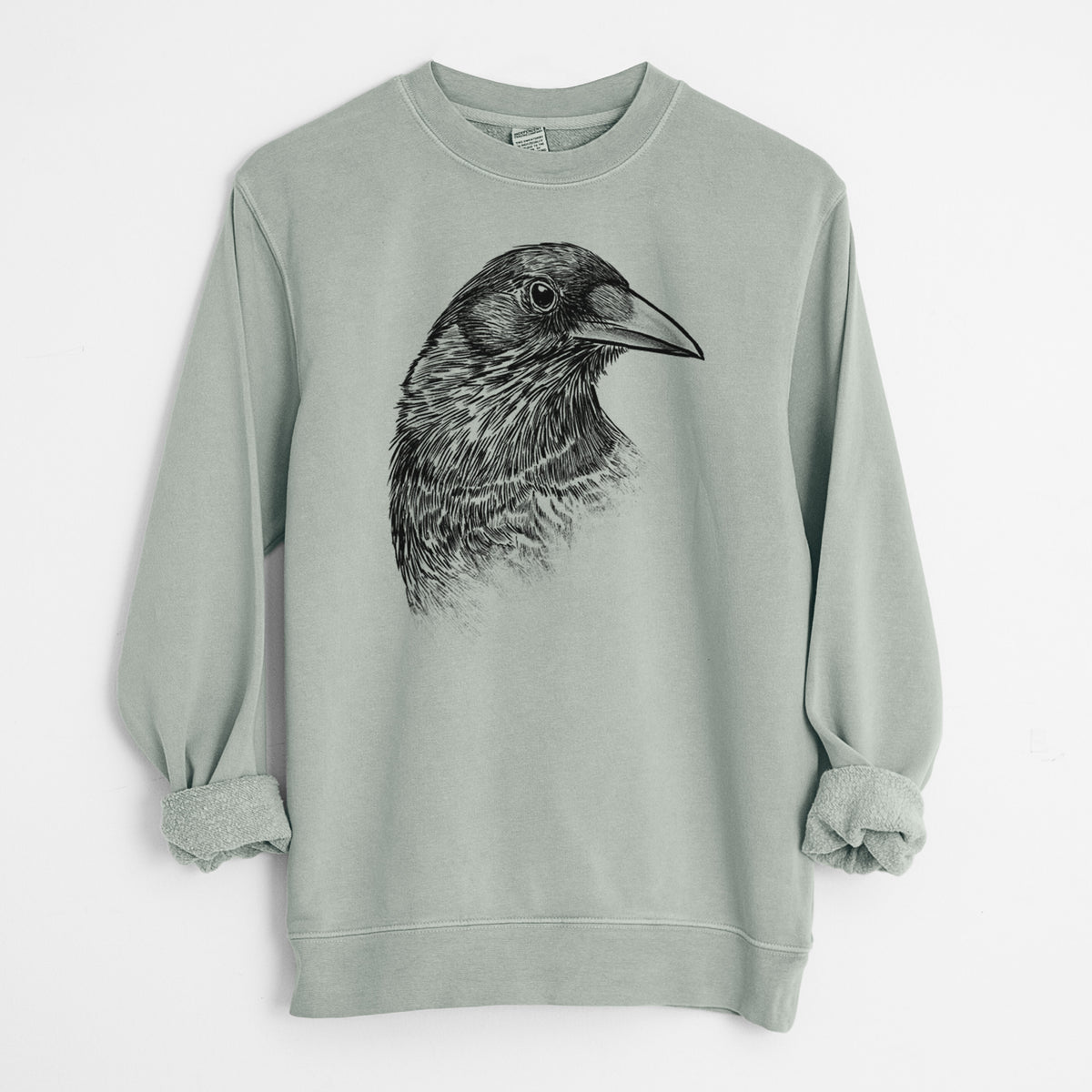 American Crow Bust - Corvus brachyrhynchos - Unisex Pigment Dyed Crew Sweatshirt