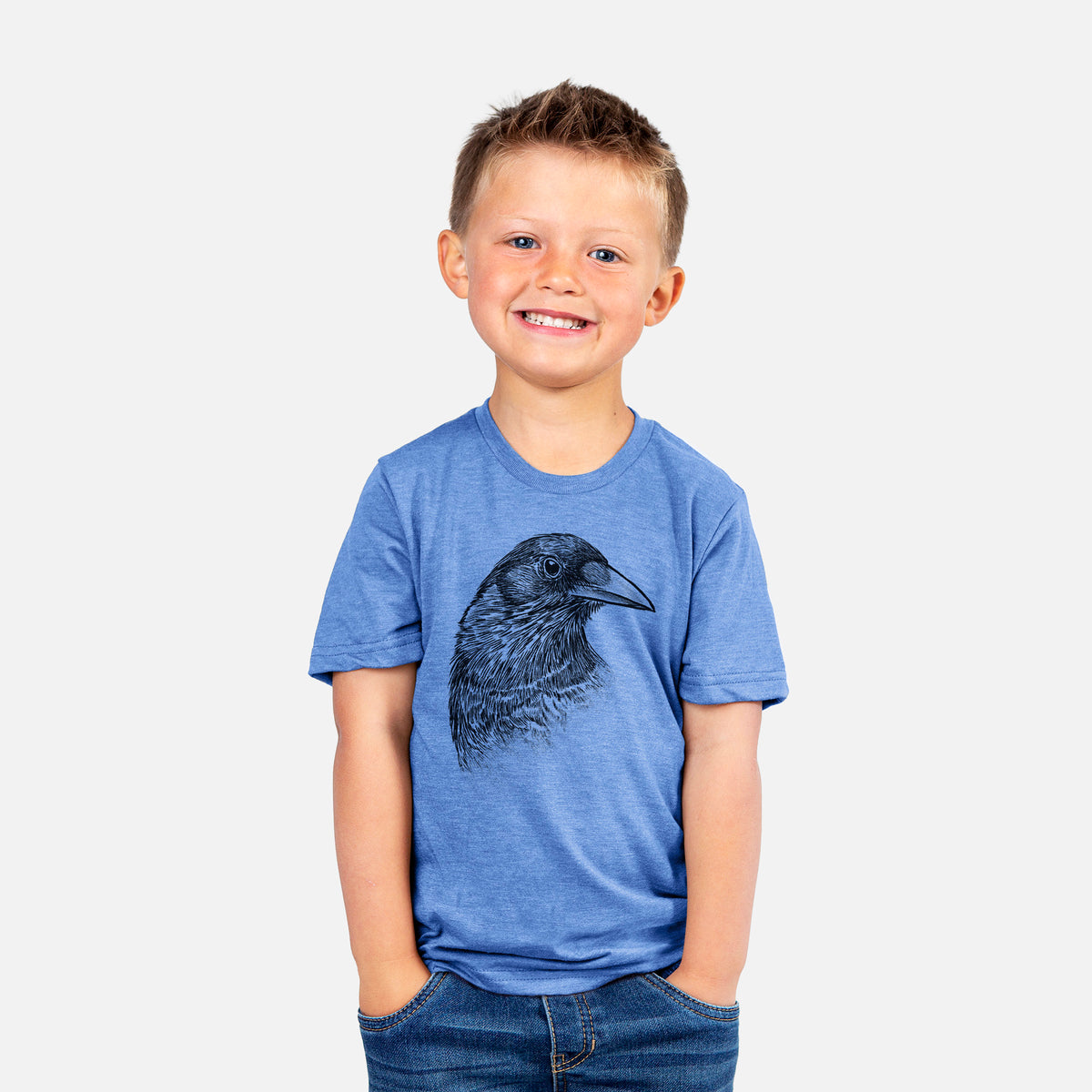 American Crow Bust - Corvus brachyrhynchos - Kids Shirt