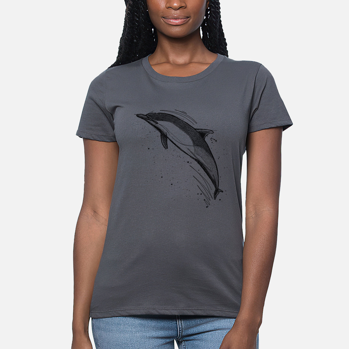 Short-Beaked Common Dolphin - Delphinus delphis - Women&#39;s Crewneck - Made in USA - 100% Organic Cotton