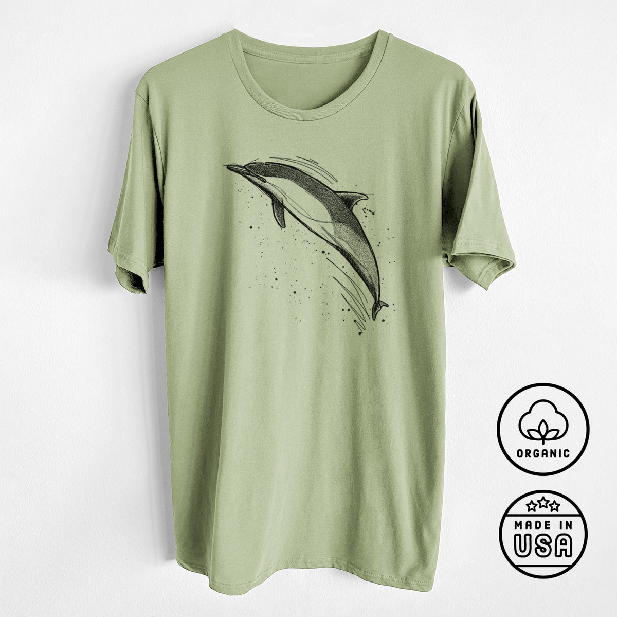 Short-Beaked Common Dolphin - Delphinus delphis - Unisex Crewneck - Made in USA - 100% Organic Cotton