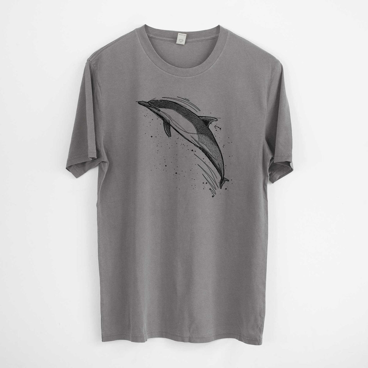 Short-Beaked Common Dolphin - Delphinus delphis -  Mineral Wash 100% Organic Cotton Short Sleeve