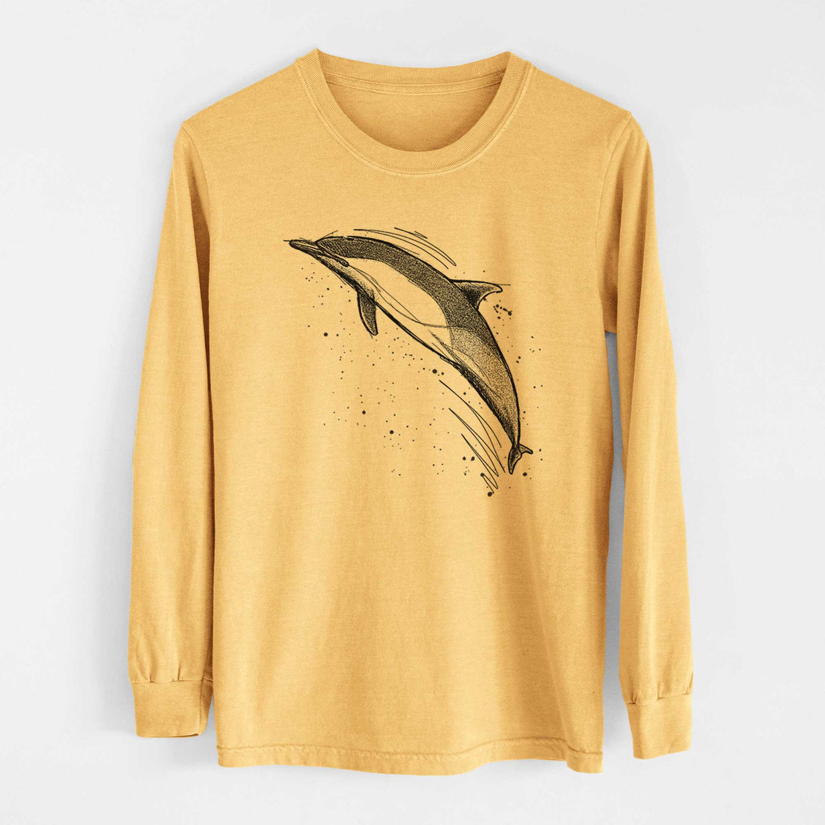 Short-Beaked Common Dolphin - Delphinus delphis - Heavyweight 100% Cotton Long Sleeve