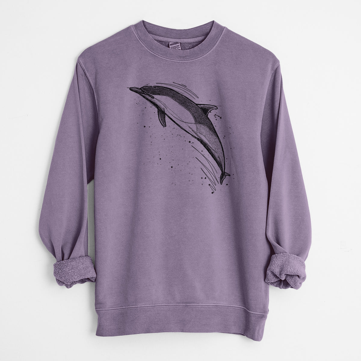 Short-Beaked Common Dolphin - Delphinus delphis - Unisex Pigment Dyed Crew Sweatshirt