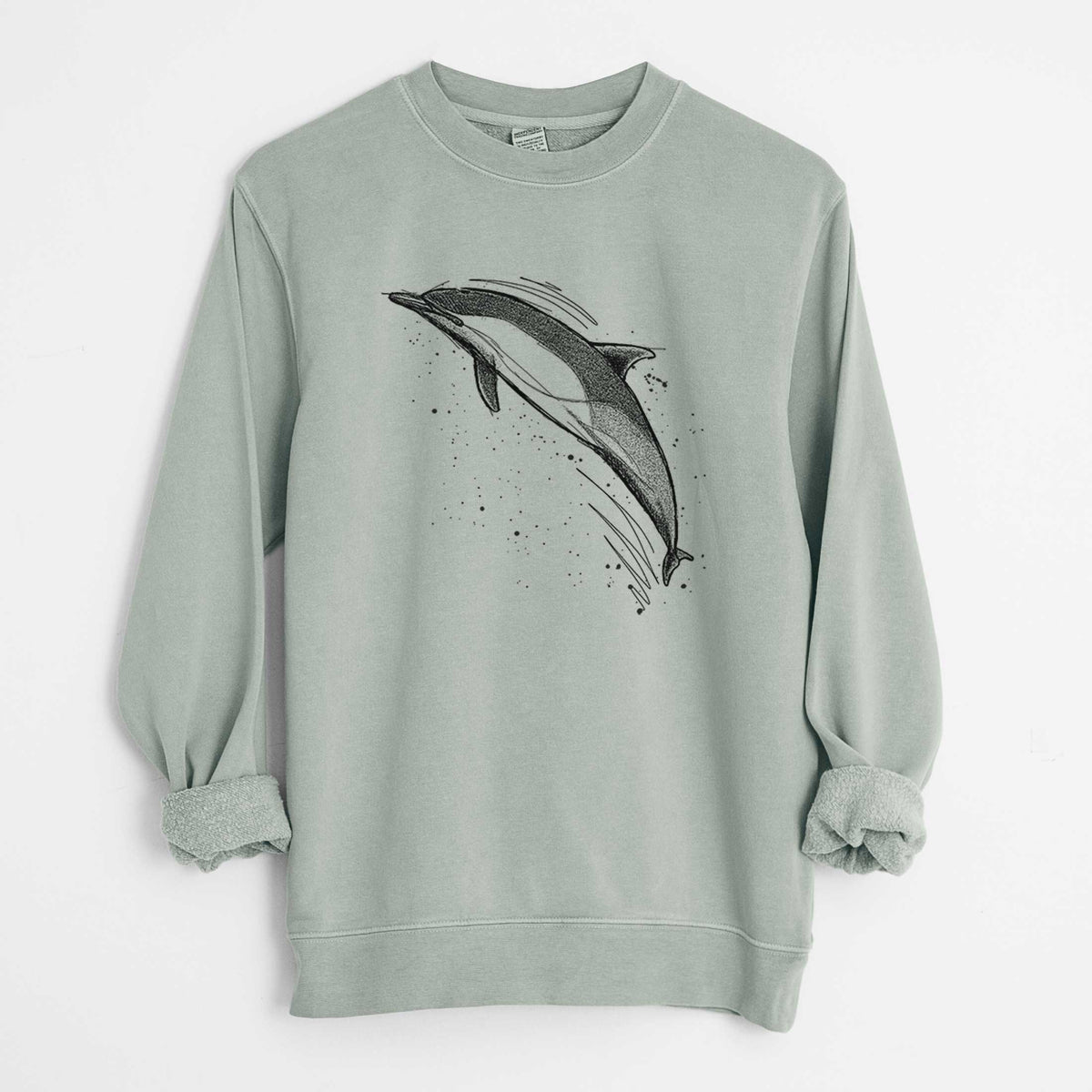 Short-Beaked Common Dolphin - Delphinus delphis - Unisex Pigment Dyed Crew Sweatshirt