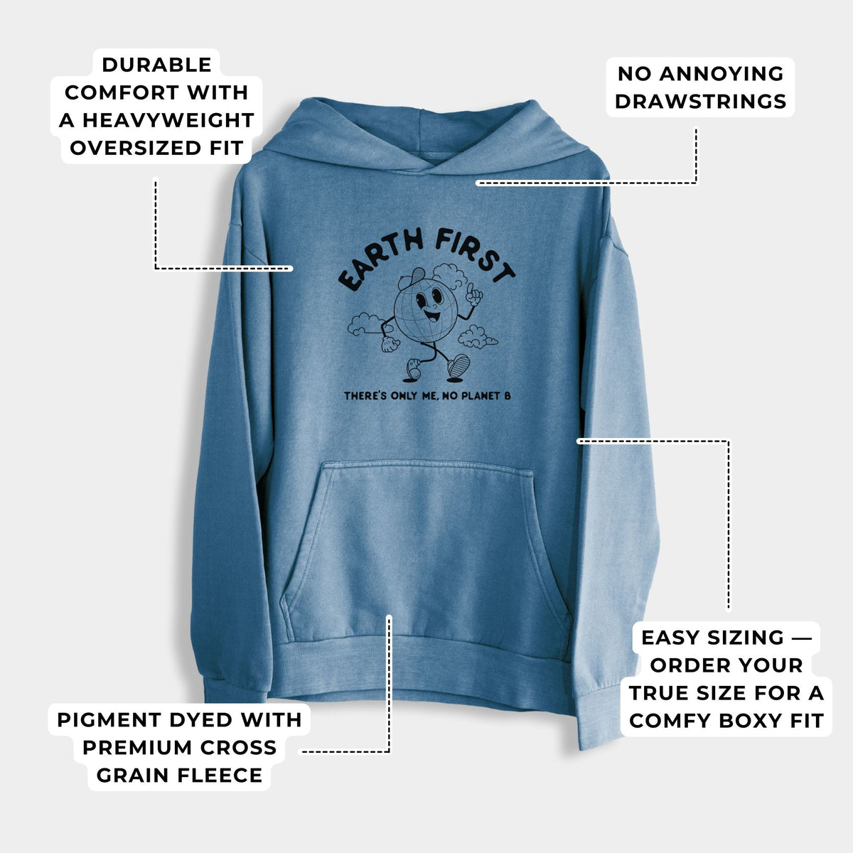 Earth First - There&#39;s Only Me, No Planet B  - Urban Heavyweight Hoodie