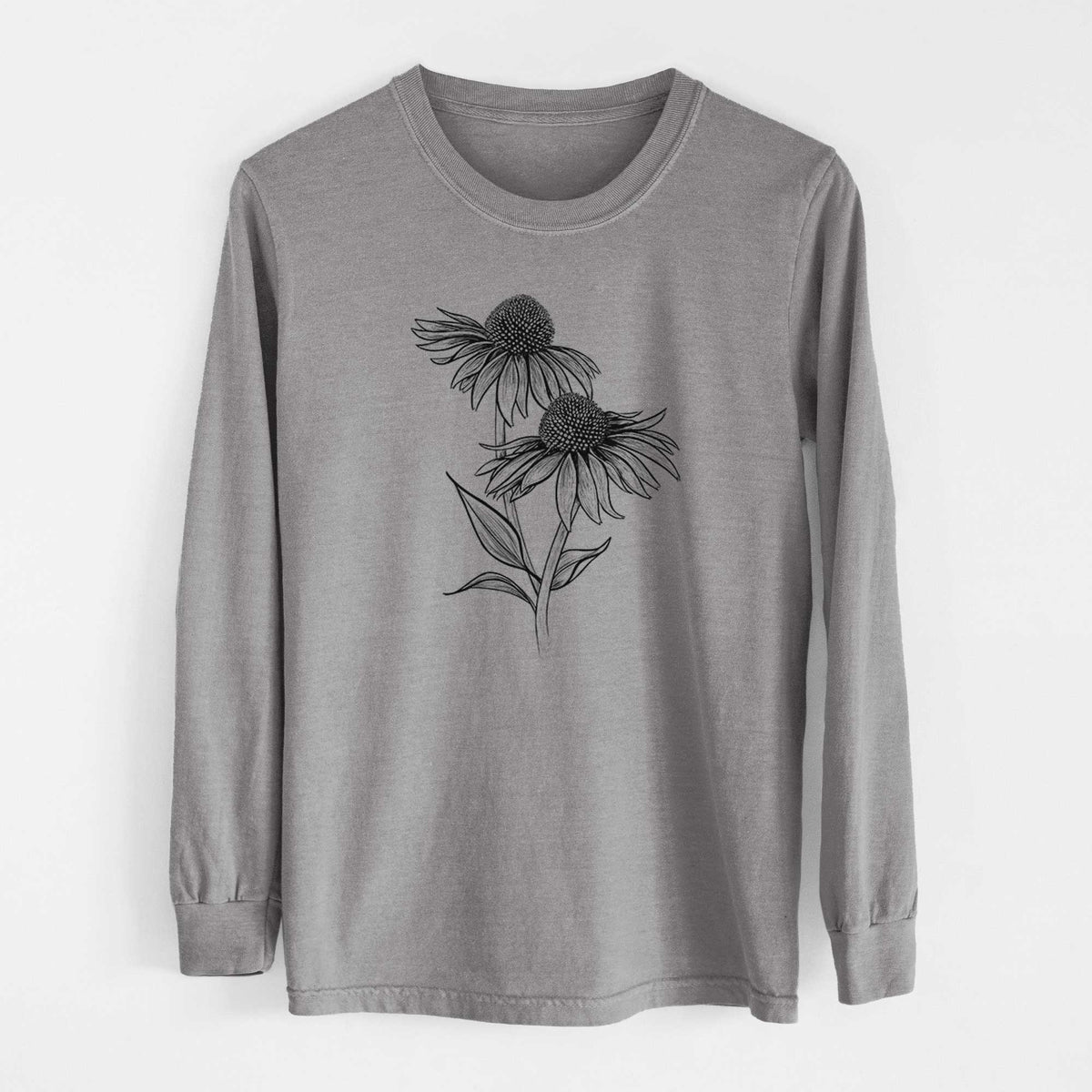 Coneflower - Echinacea purpurea - Heavyweight 100% Cotton Long Sleeve