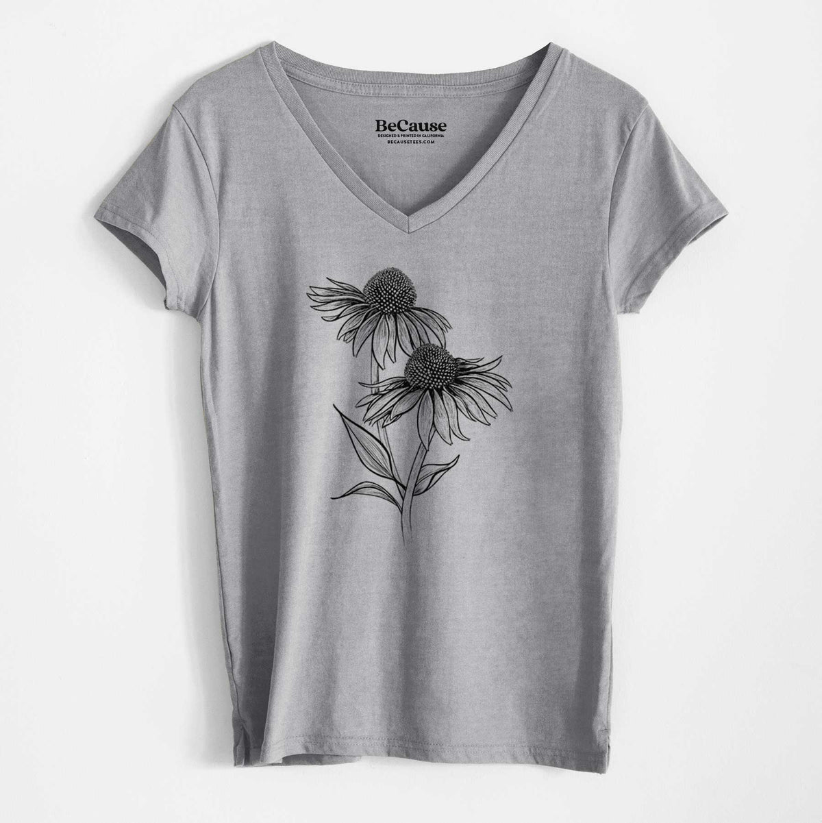 Coneflower - Echinacea purpurea - Women&#39;s 100% Recycled V-neck