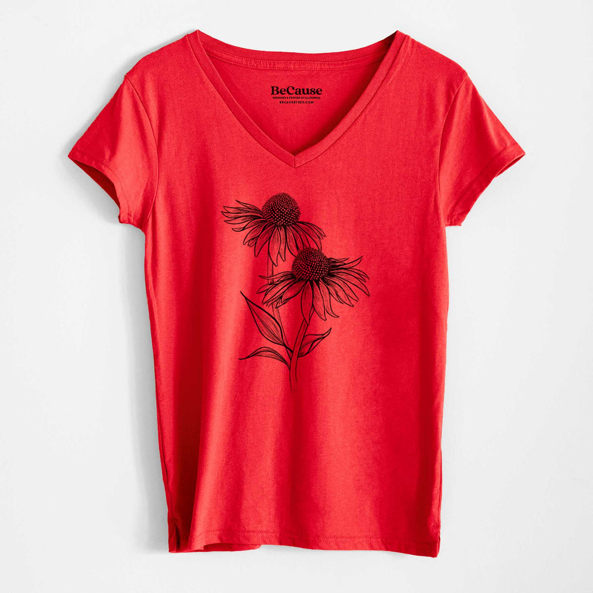Coneflower - Echinacea purpurea - Women&#39;s 100% Recycled V-neck