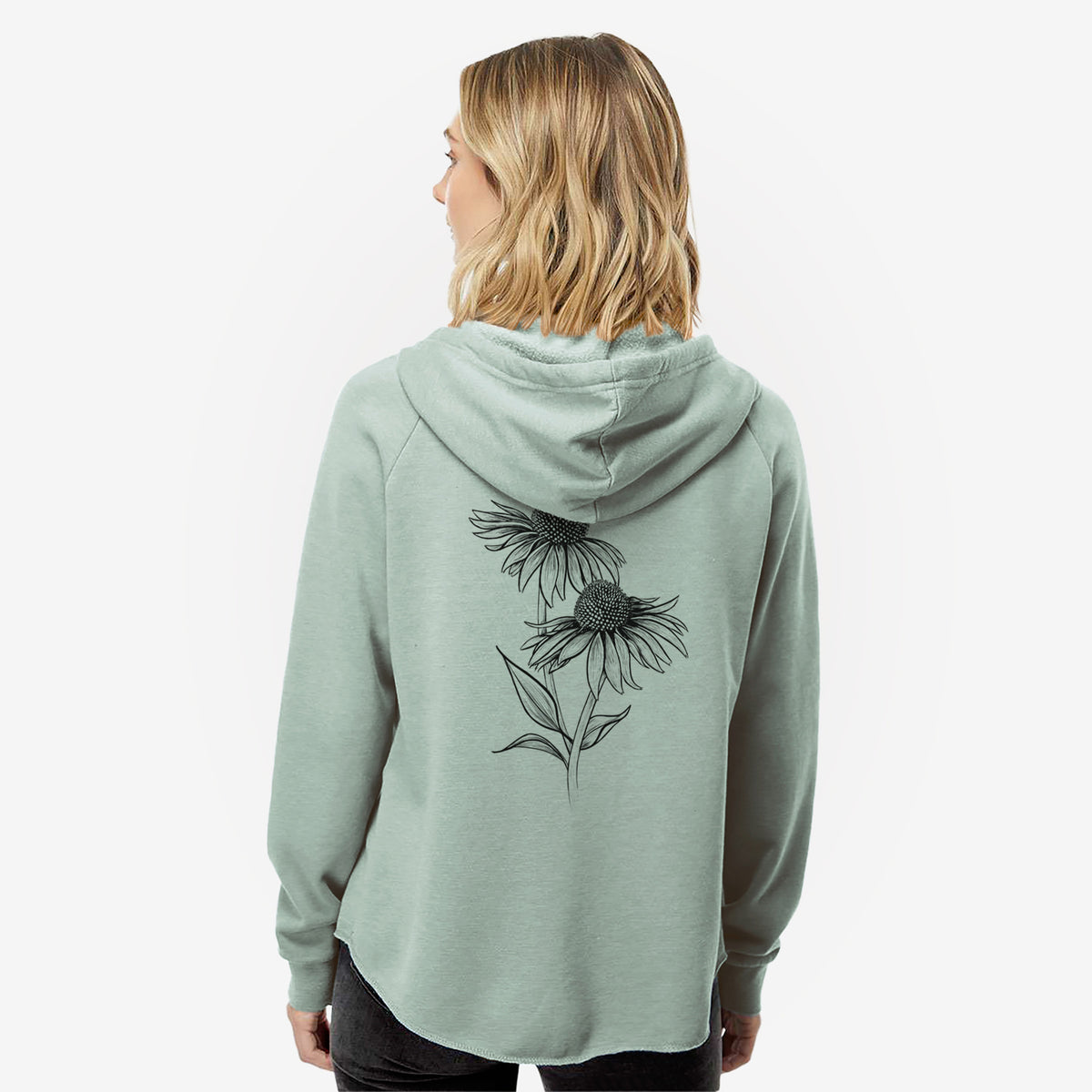 Coneflower - Echinacea purpurea - Women&#39;s Cali Wave Zip-Up Sweatshirt