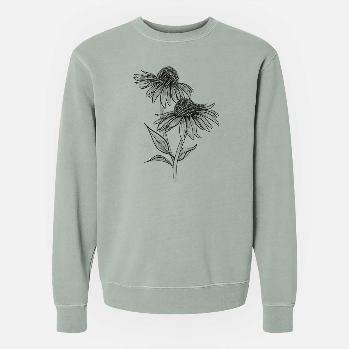 Coneflower - Echinacea purpurea - Unisex Pigment Dyed Crew Sweatshirt