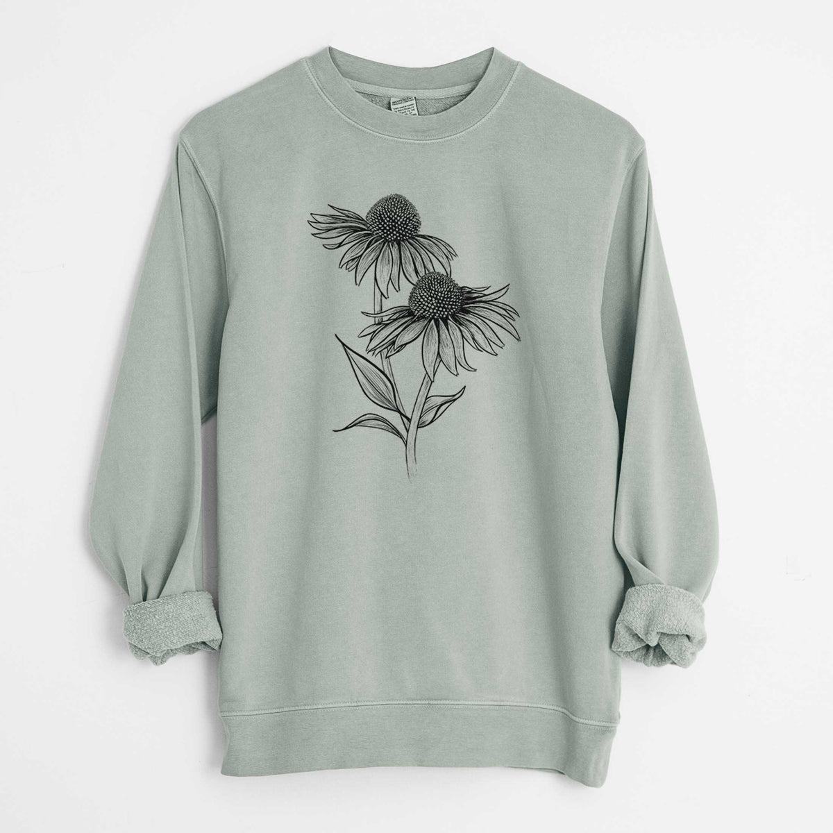 Coneflower - Echinacea purpurea - Unisex Pigment Dyed Crew Sweatshirt