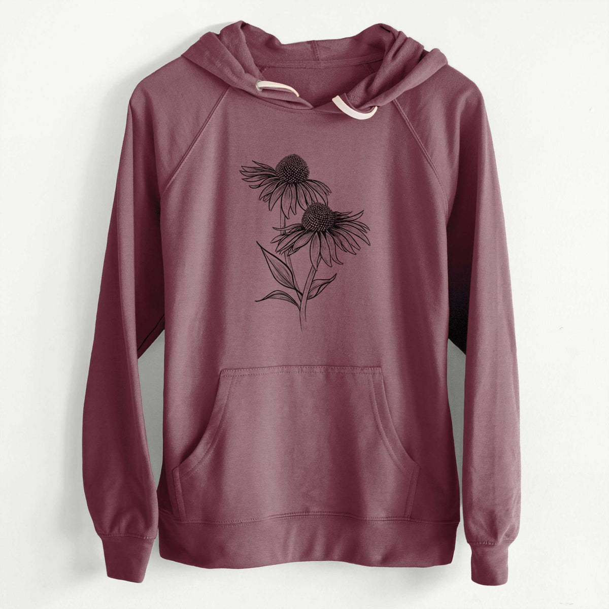 Coneflower - Echinacea purpurea  - Slim Fit Loopback Terry Hoodie