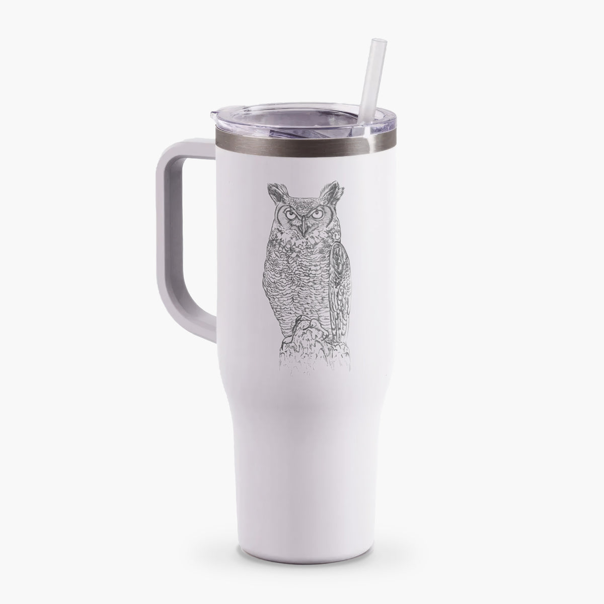 Bubo virginianus - Great Horned Owl - 40oz Tumbler with Handle