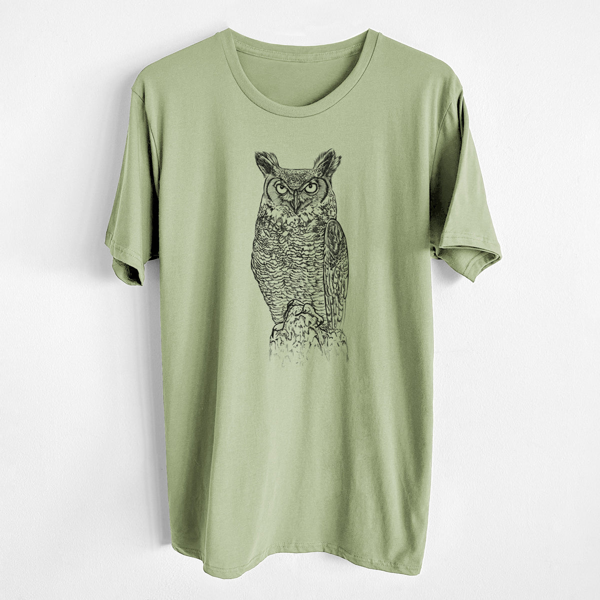 Bubo virginianus - Great Horned Owl - Unisex Crewneck - Made in USA - 100% Organic Cotton