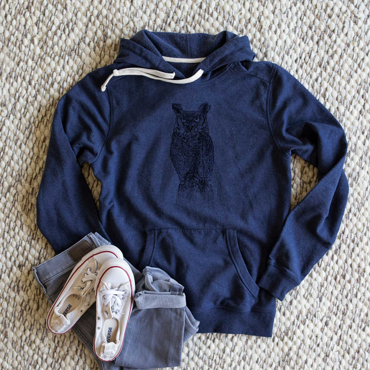 Bubo virginianus - Great Horned Owl - Unisex Recycled Hoodie - CLOSEOUT - FINAL SALE