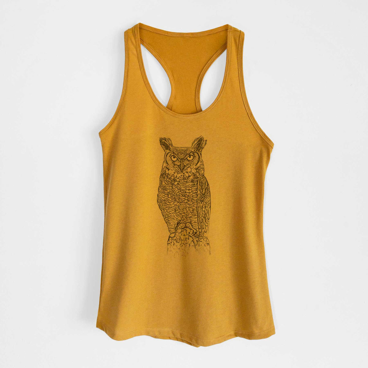 Bubo virginianus - Great Horned Owl - Women&#39;s Racerback Tanktop