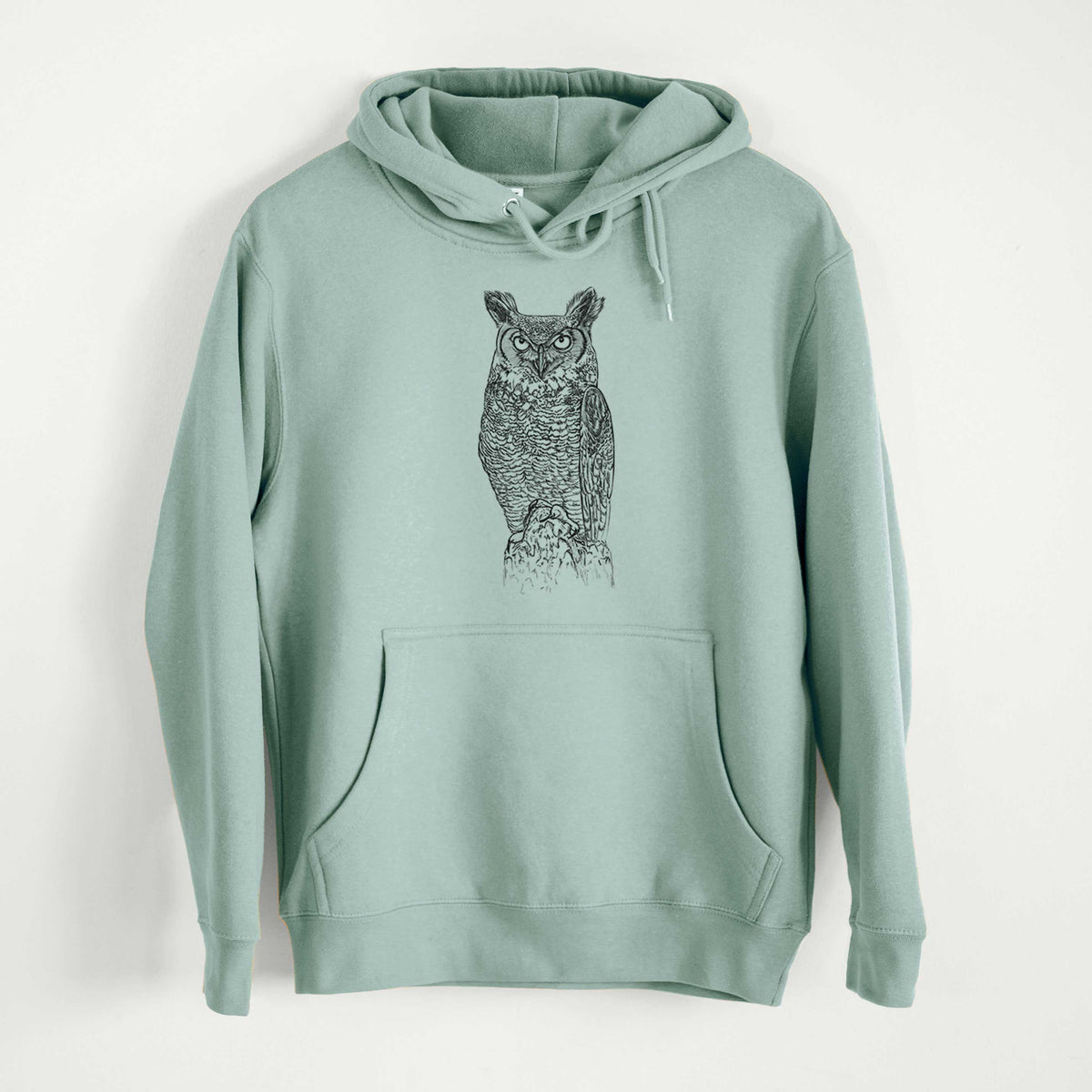 Bubo virginianus - Great Horned Owl  - Mid-Weight Unisex Premium Blend Hoodie