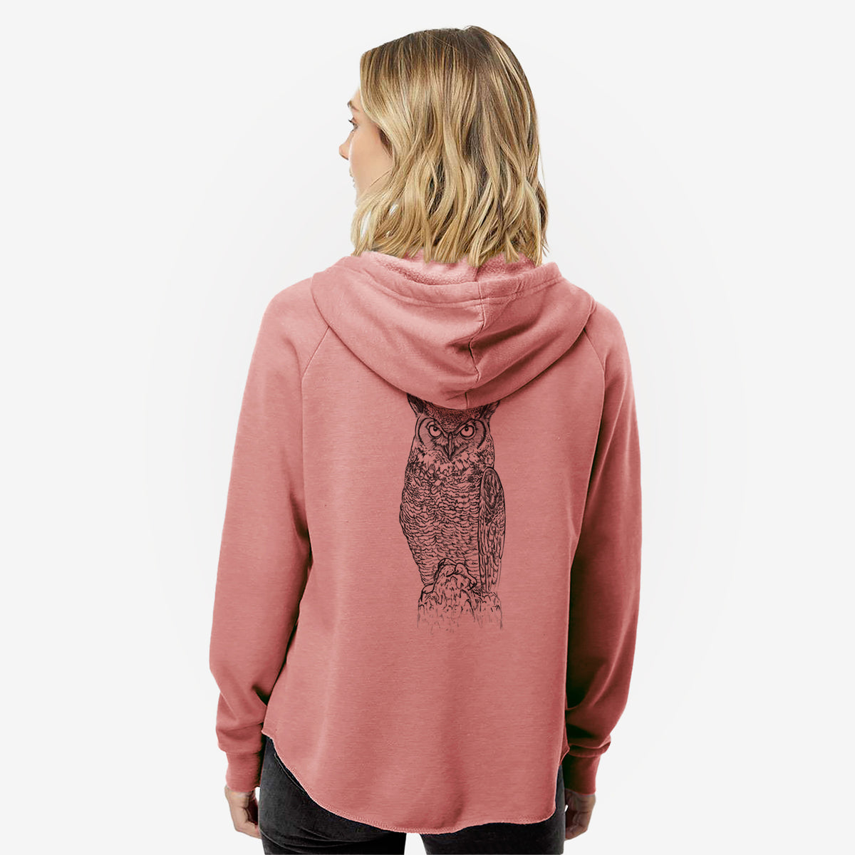 Bubo virginianus - Great Horned Owl - Women&#39;s Cali Wave Zip-Up Sweatshirt